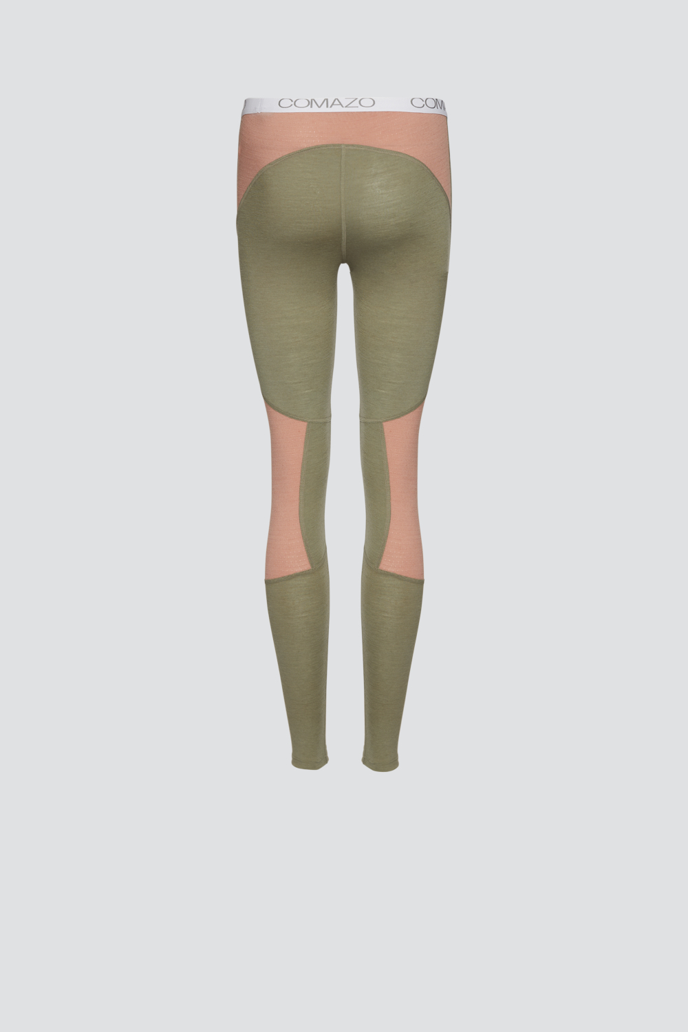 Produktbild Rückansicht Comazo Damen Merinowolle-Leggings Farbe Avocado/Sorbet