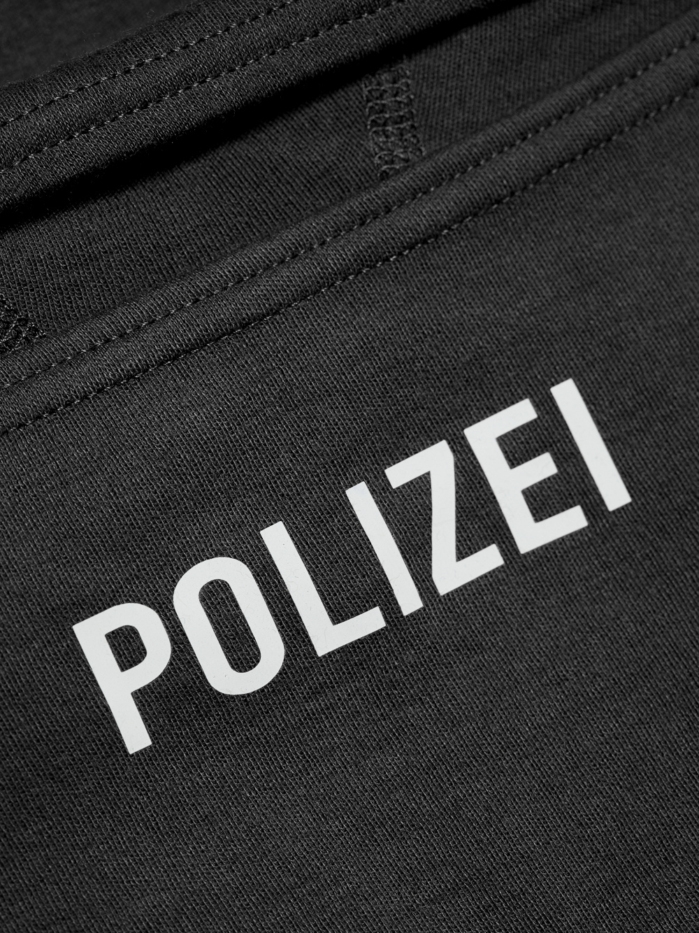 Flame-resistant hood, 1-ply with police print on the mouth/nose area, color black Detail image: Flame-resistant hood, 1-ply with police print on the mouth/nose area, color black