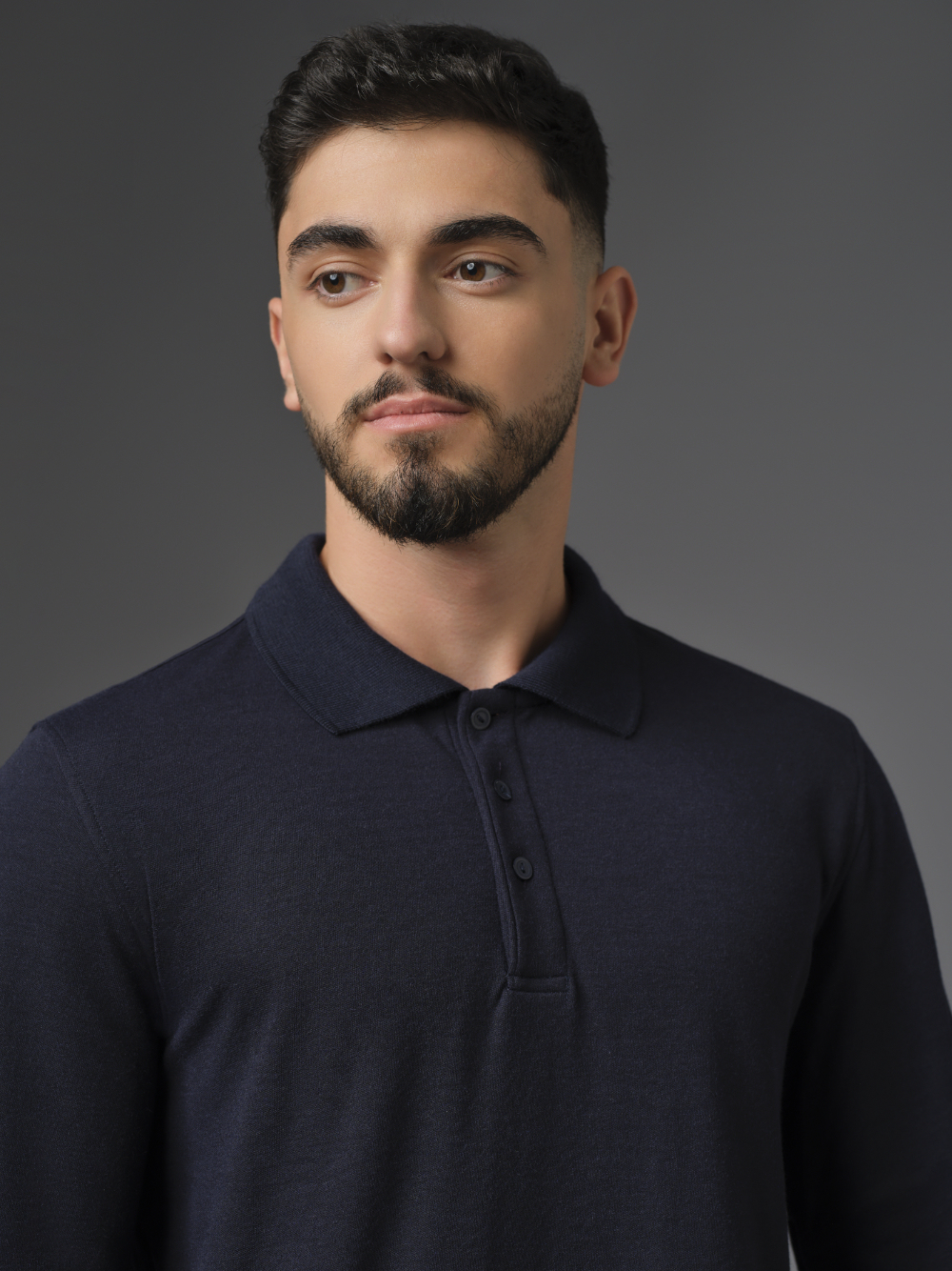 Flammschutz Polo-Shirt langarm mit praktischer Knopfleiste Farbe Marine