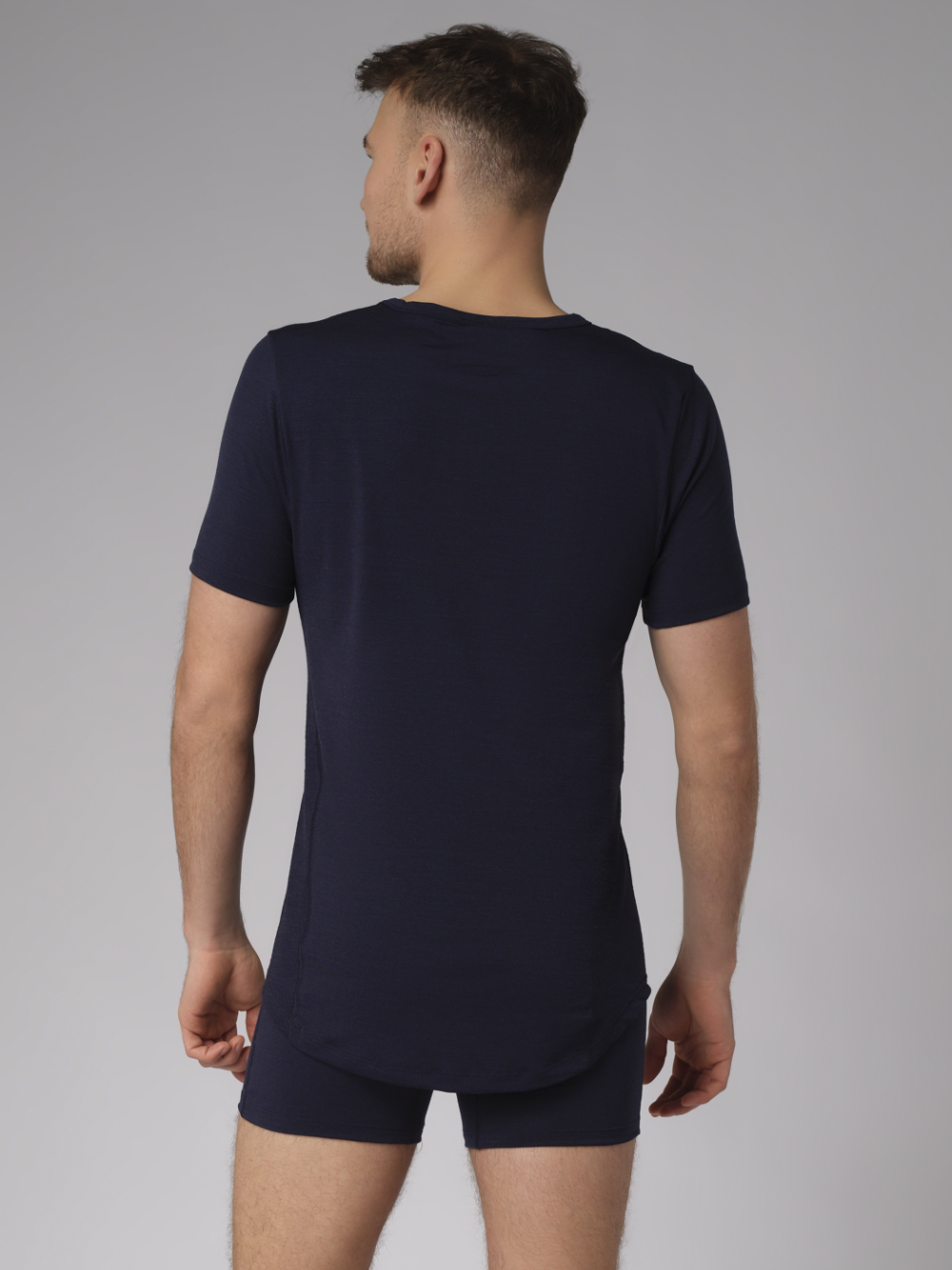 Comazo Herren Shirt kurzarm aus Merinowolle Farbe Navy