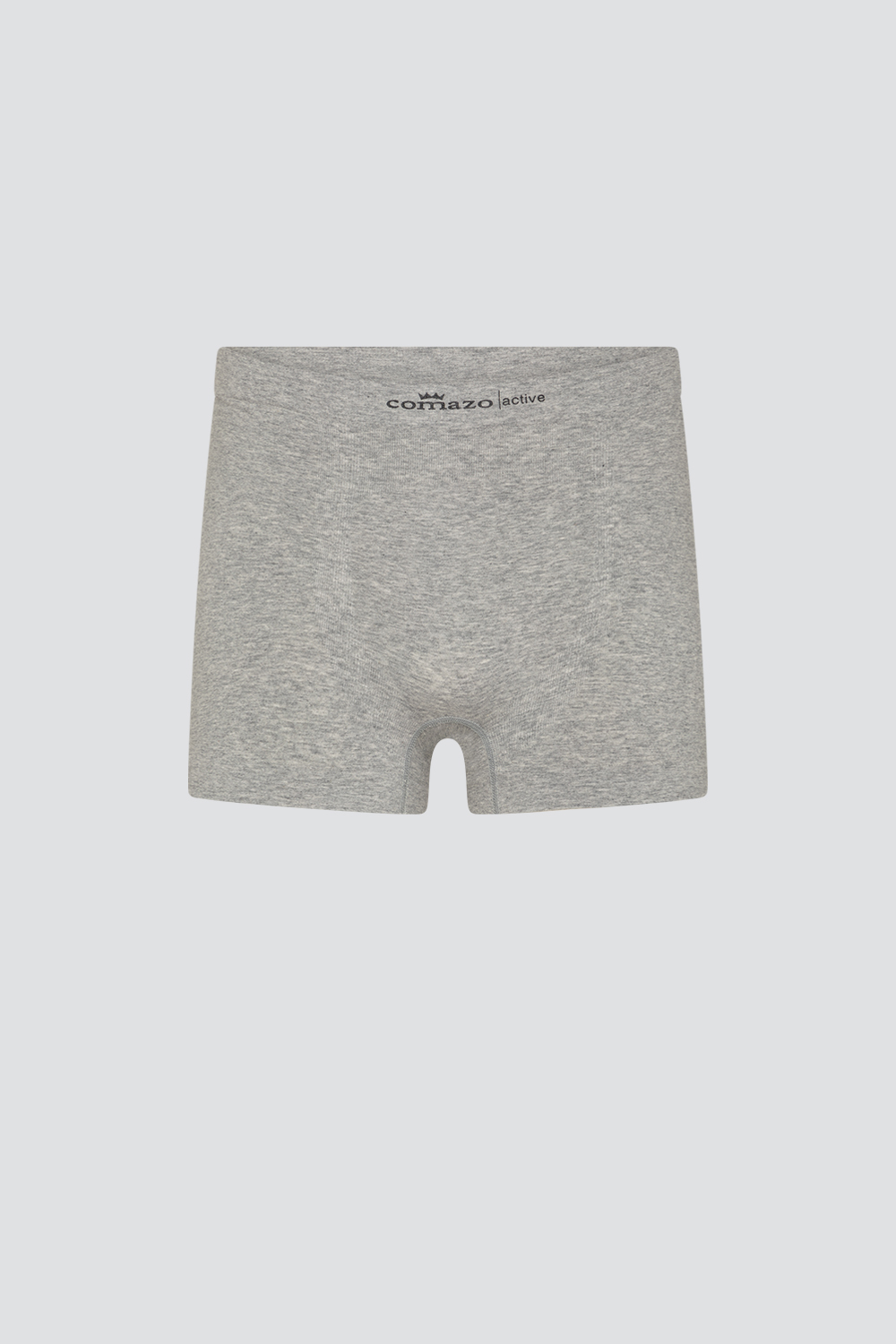 Comazo men's seamless trunk in grey melange color. Product image front view: seamless trunks by Comazo in grey melange color.