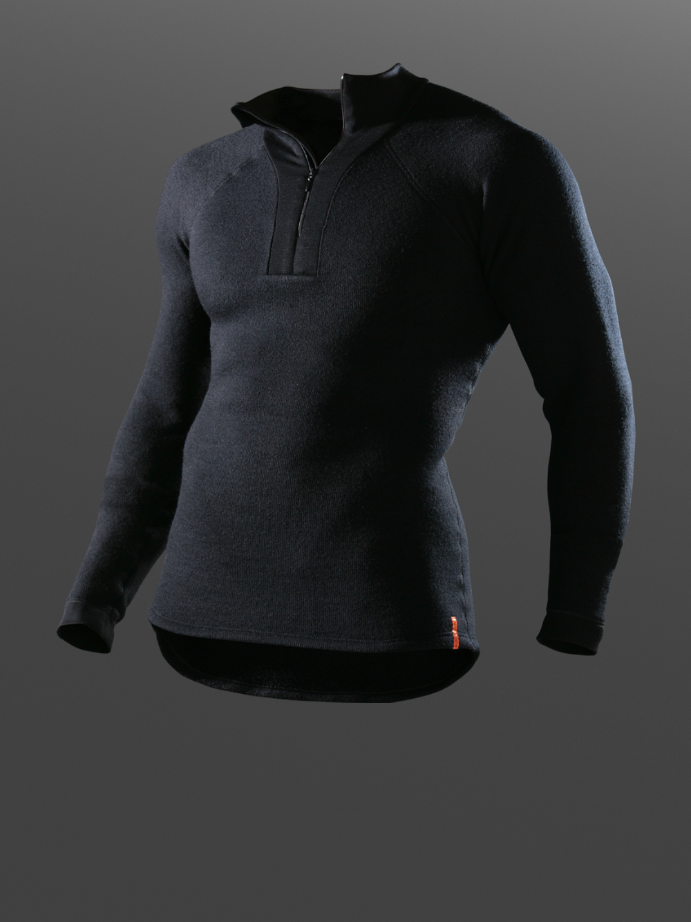 High-Quality Merino Wool Shirt with Zip Collar (Mulesing Free) by Comazo Protect in Black Product Image Front View: High-Quality Merino Wool Shirt with Zip Collar (Mulesing Free) by Comazo Protect in Black