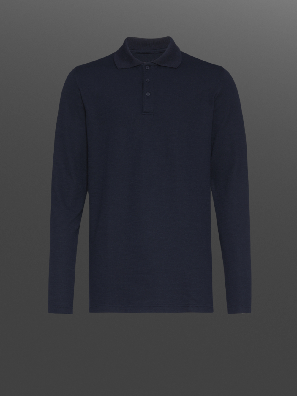 Flame protection long-sleeve polo shirt with practical button placket, color navy Product image front view Flame protection long-sleeve polo shirt with practical button placket, color navy