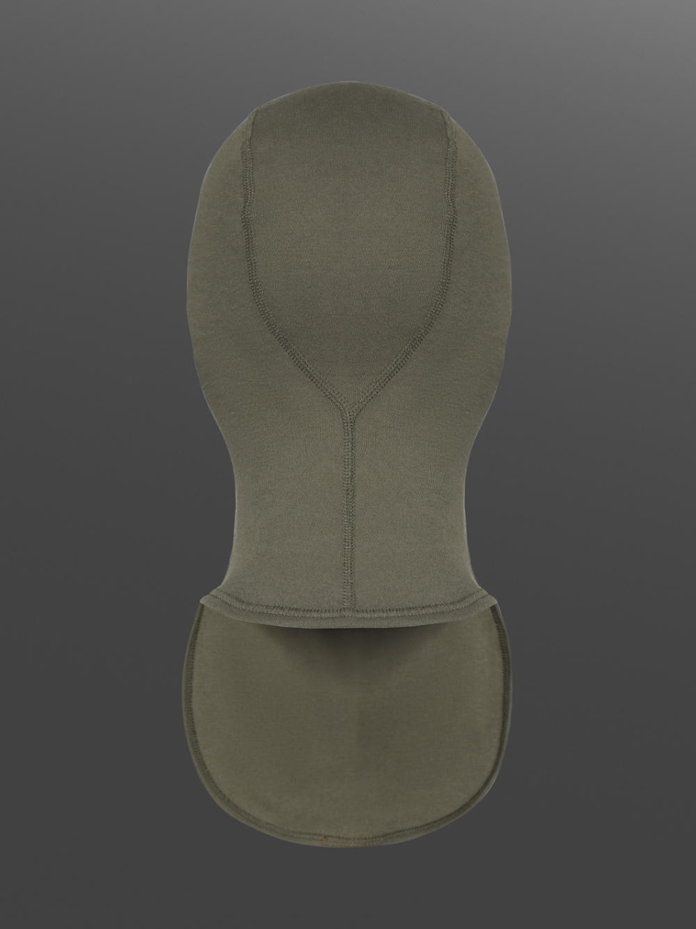 Flame-resistant hood, 1-ply with police print on the mouth/nose area, color stone gray/olive Product image back view: Flame-resistant hood, 1-ply with police print on the mouth/nose area, color stone gray/olive
