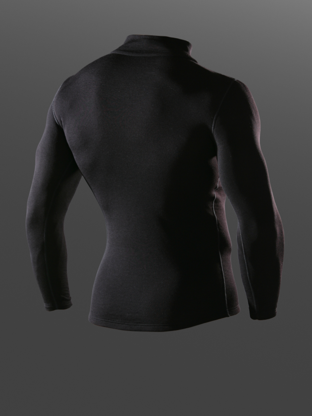 Merino Wool Shirt with Zip Collar (Mulesing Free) by Comazo Protect in Black Product Image Back View: Merino Wool Shirt with Zip Collar (Mulesing Free) by Comazo Protect in Black
