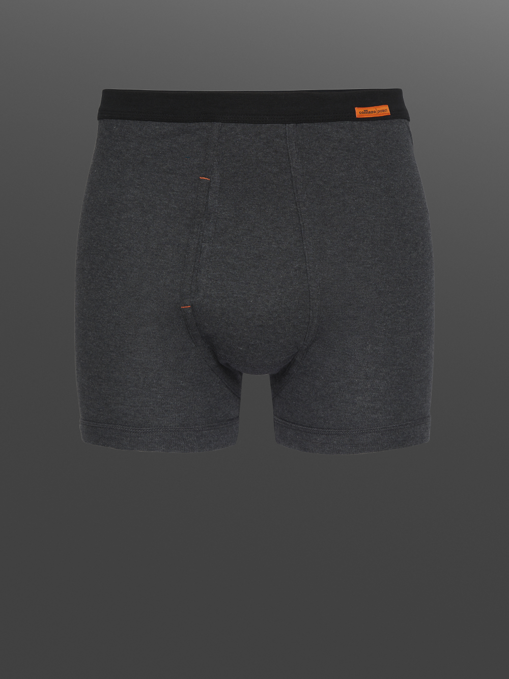 Short underwear with fly by Comazo Protect in blue melange color. Product image front view Short underwear with fly by Comazo Protect in blue melange color.