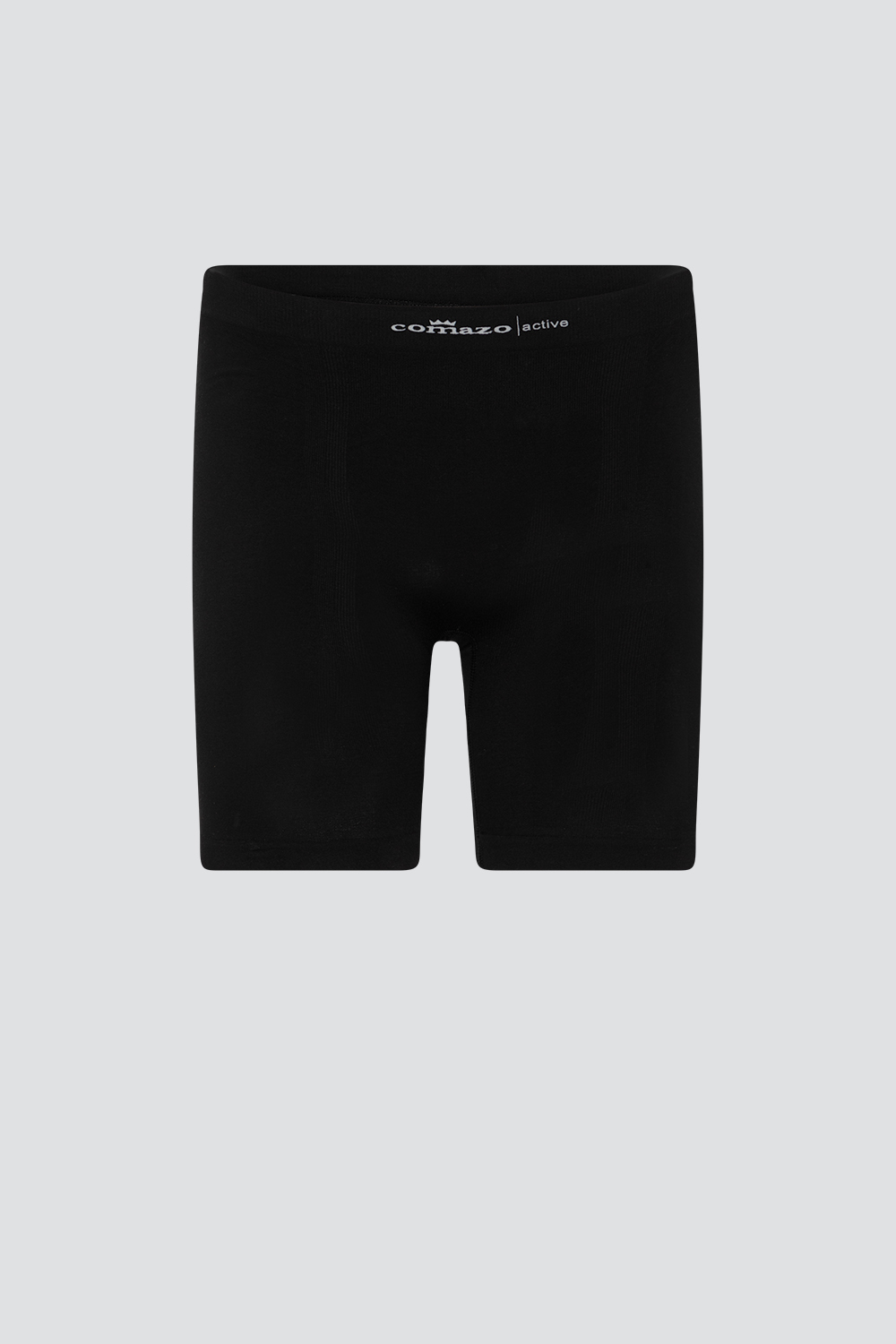 Comazo men's seamless pants with longer leg in the color black. Product image front view of seamless pants with longer leg by Comazo in the color black.