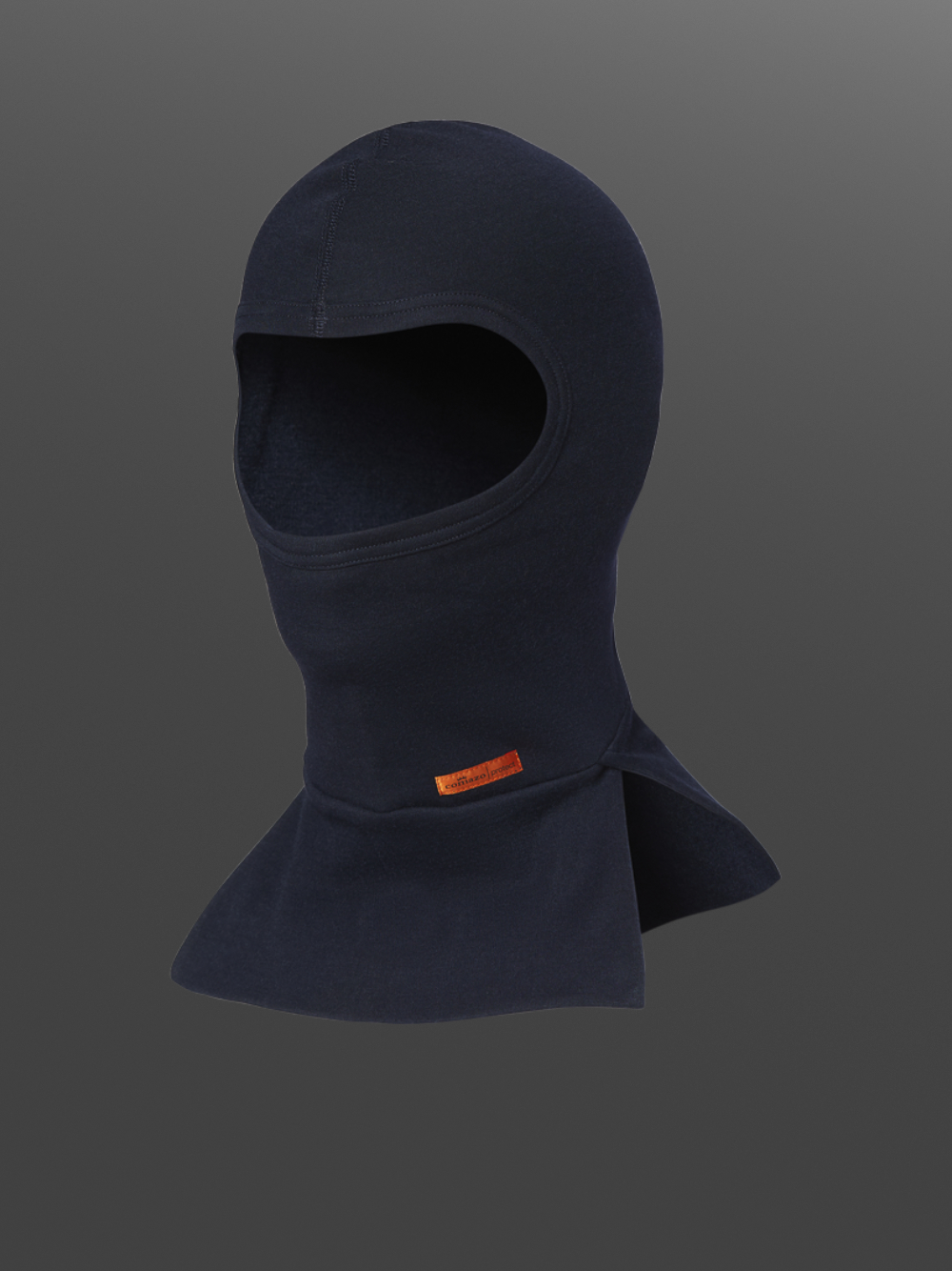 2-layer flame-retardant bonnet with split neck by Comazo Protect in navy color. Product image front view 2-layer flame-retardant bonnet with split neck by Comazo Protect in navy color.