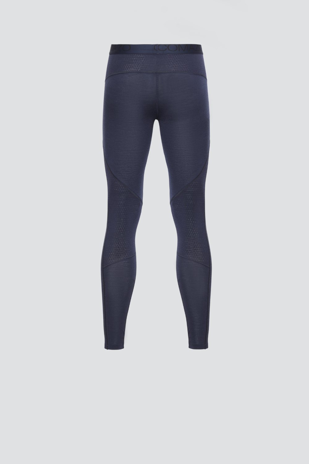 Comazo men's long underpants made of merino wool, color navy. Product image back view: Long underpants made of 100% mulesing-free merino wool by Comazo in navy color with Comazo logo waistband.