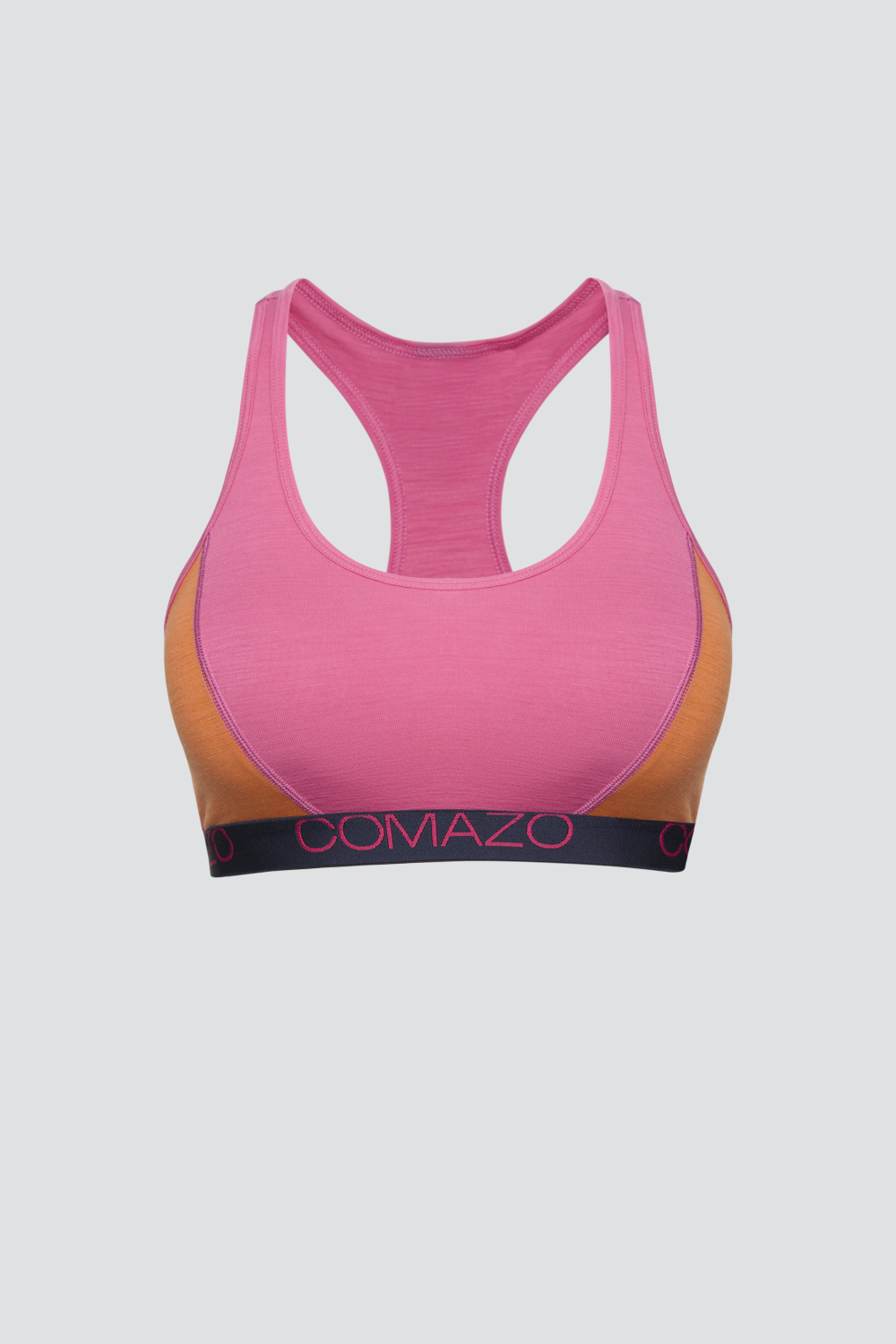Produktbild Vorderansicht Comazo Damen Bustier aus Merinowolle Farbe Pink-Mango