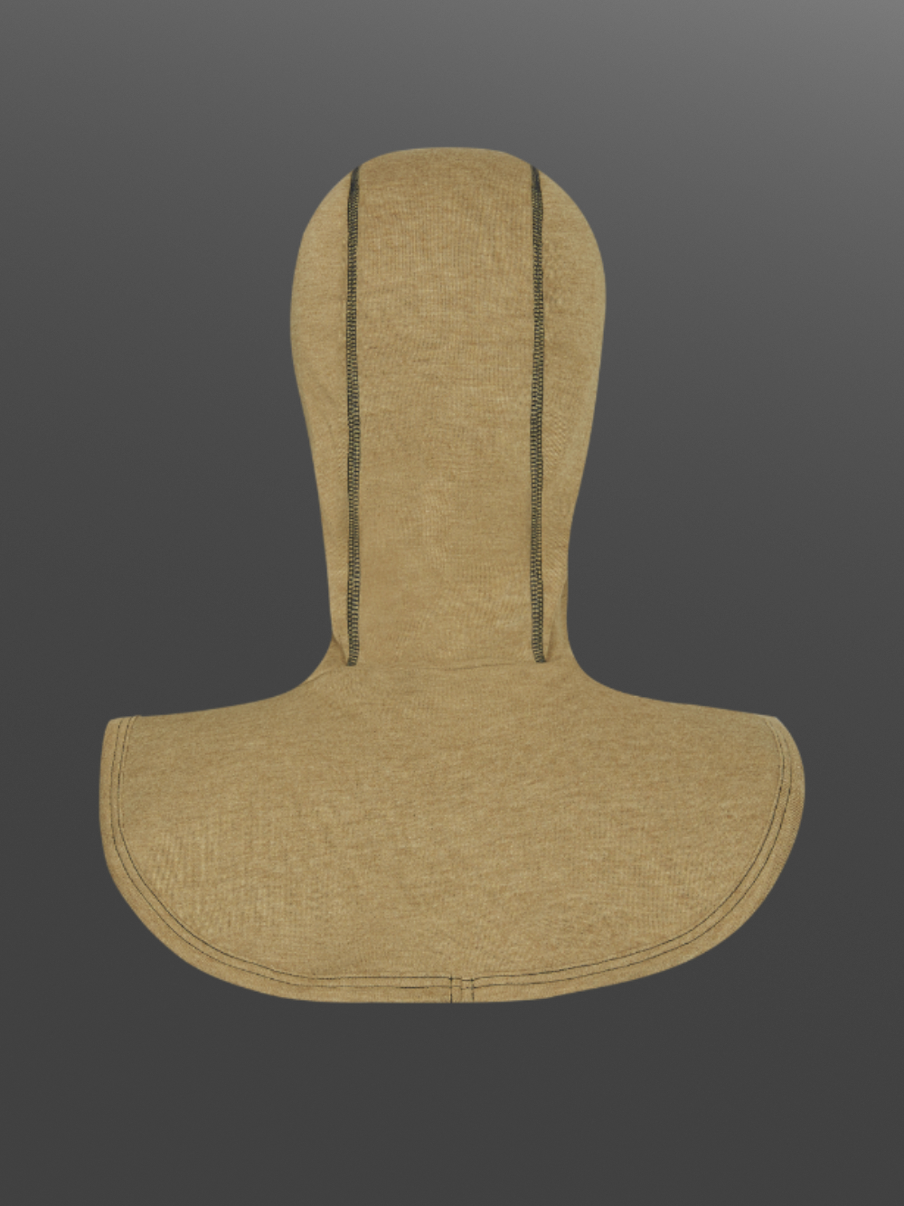 2-layer flame retardant hood PBI without shoulder seam, color gold/beige. Product image back view: 2-layer flame retardant hood PBI without shoulder seam, color gold/beige.