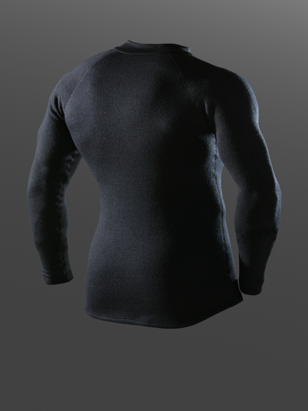 High-Quality Merino Wool Shirt with Zip Collar (Mulesing Free) by Comazo Protect in Black Product Image Back View: High-Quality Merino Wool Shirt with Zip Collar (Mulesing Free) by Comazo Protect in Black