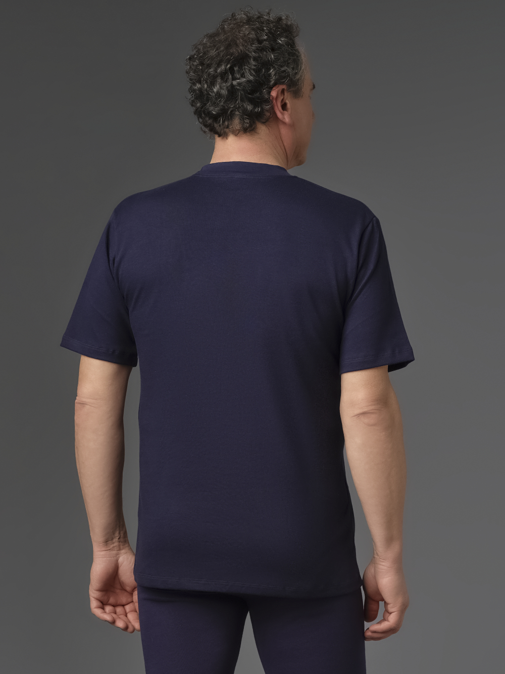 Short Sleeve Shirt made of Two-Layer Material by Comazo Protect in Navy Back View: Man wearing Short Sleeve Shirt made of Two-Layer Material by Comazo Protect in Navy