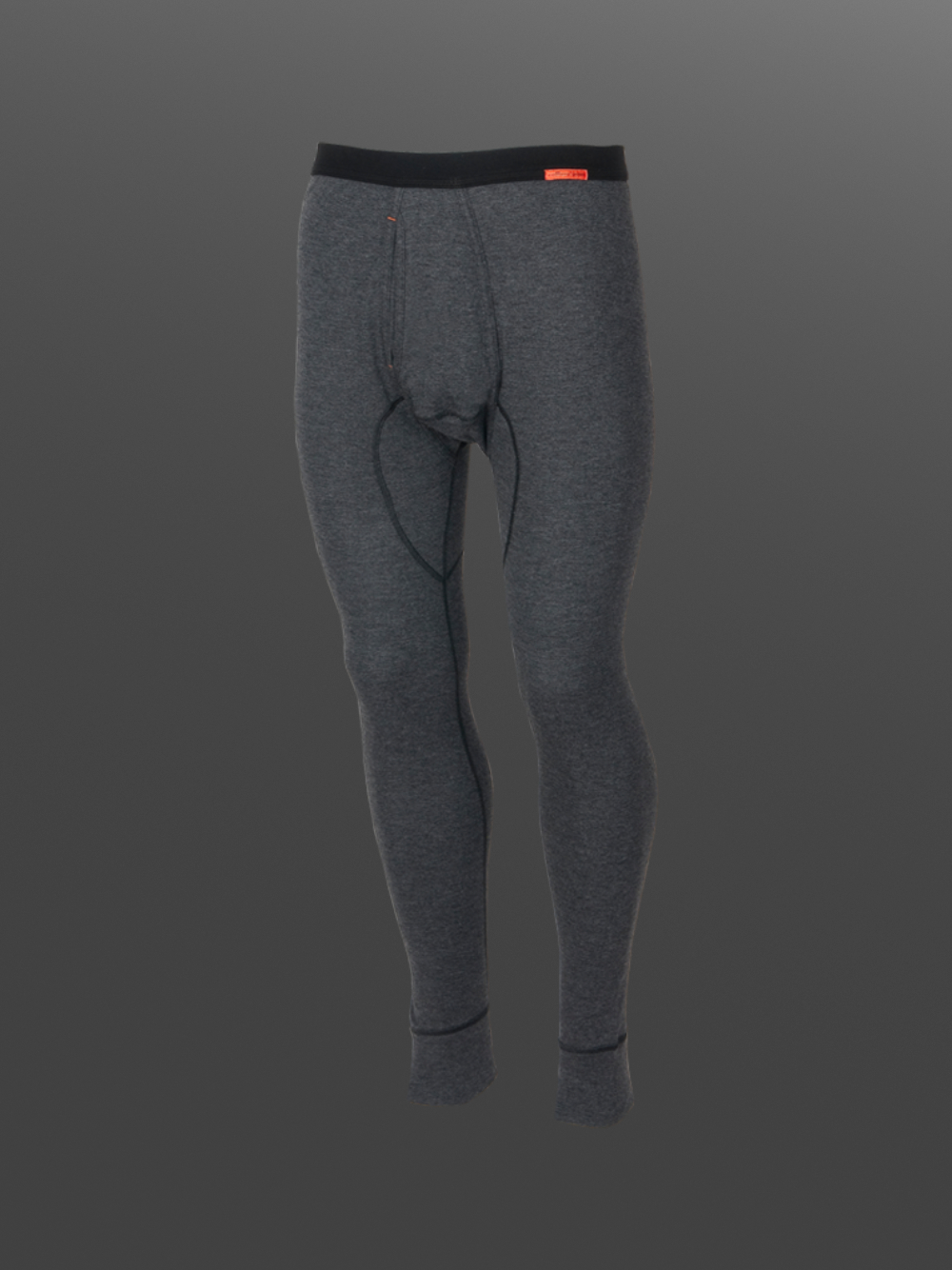 Long underwear with fly by Comazo Protect in dark gray melange color. Product image front view Long underwear with fly by Comazo Protect in dark gray melange color.