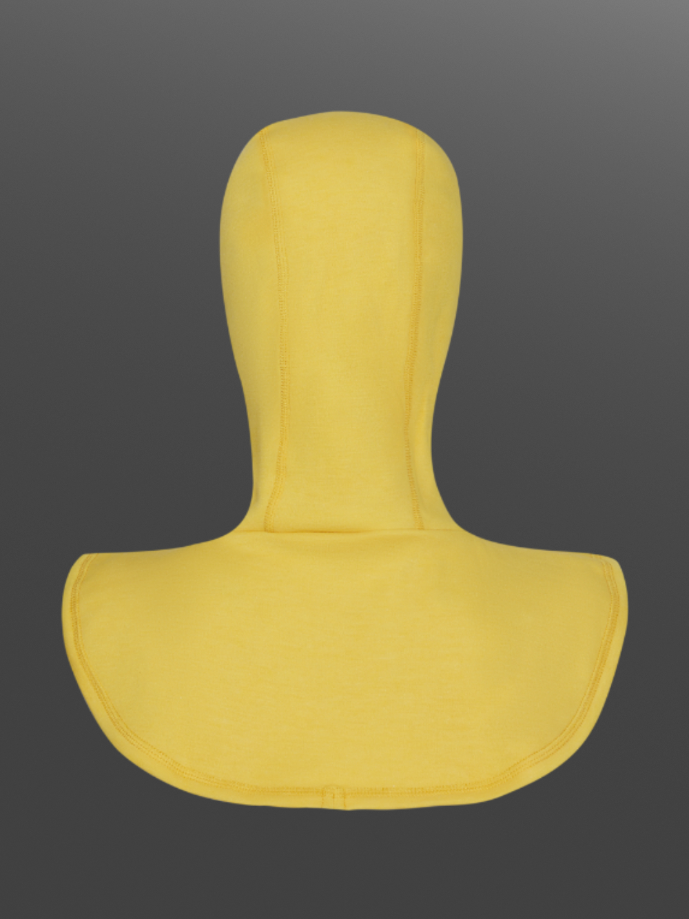 2-layer flame retardant hood without shoulder seam by Comazo Protect, color yellow. Product image back view: 2-layer flame retardant hood without shoulder seam by Comazo Protect, color yellow.