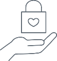 Sicheres Onlineshopping Zeichnung einer Hand, die ein Vorhängeschloss hält, um sicheres Onlineshopping zu symbolisieren.