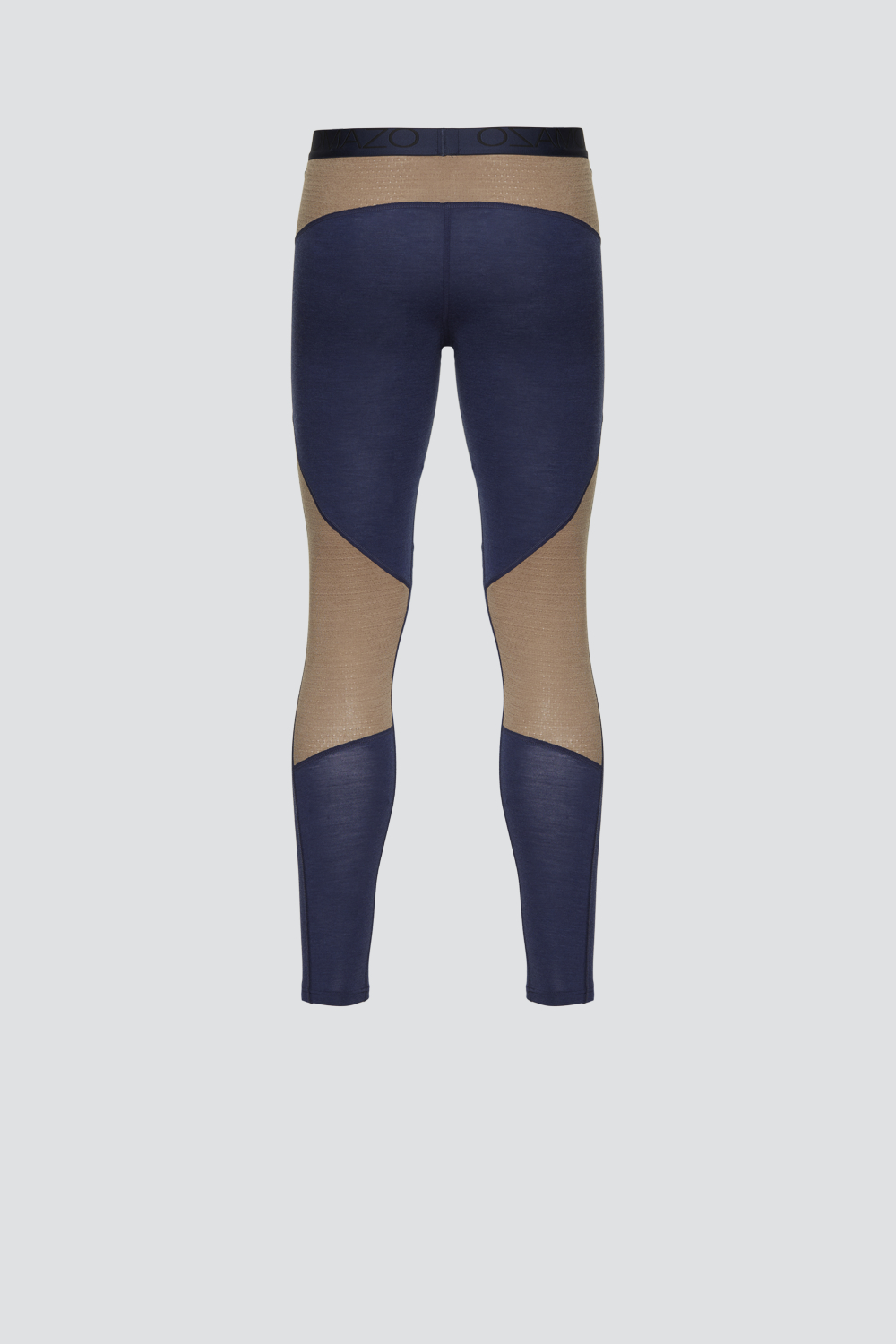 Comazo men's long underpants made of merino wool, color dark blue/coffee. Product image back view: Long underpants made of 100% mulesing-free merino wool by Comazo in dark blue/coffee color with Comazo logo waistband.