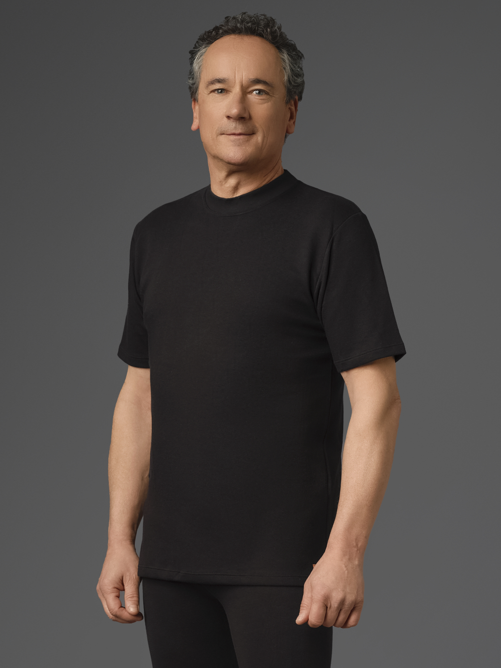 Short Sleeve Shirt made of Two-Layer Material by Comazo Protect in Black Front View: Man wearing Short Sleeve Shirt made of Two-Layer Material by Comazo Protect in Black