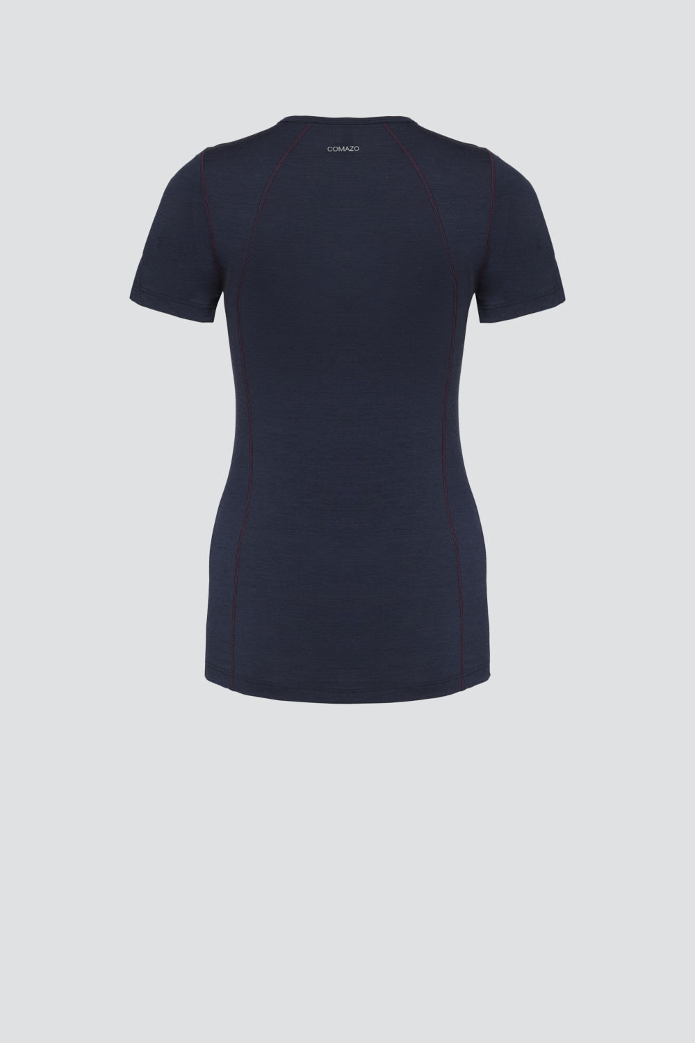 Produktbild Rückansicht Comazo Damen Shirt kurzarm aus Merinowolle Farbe Navy