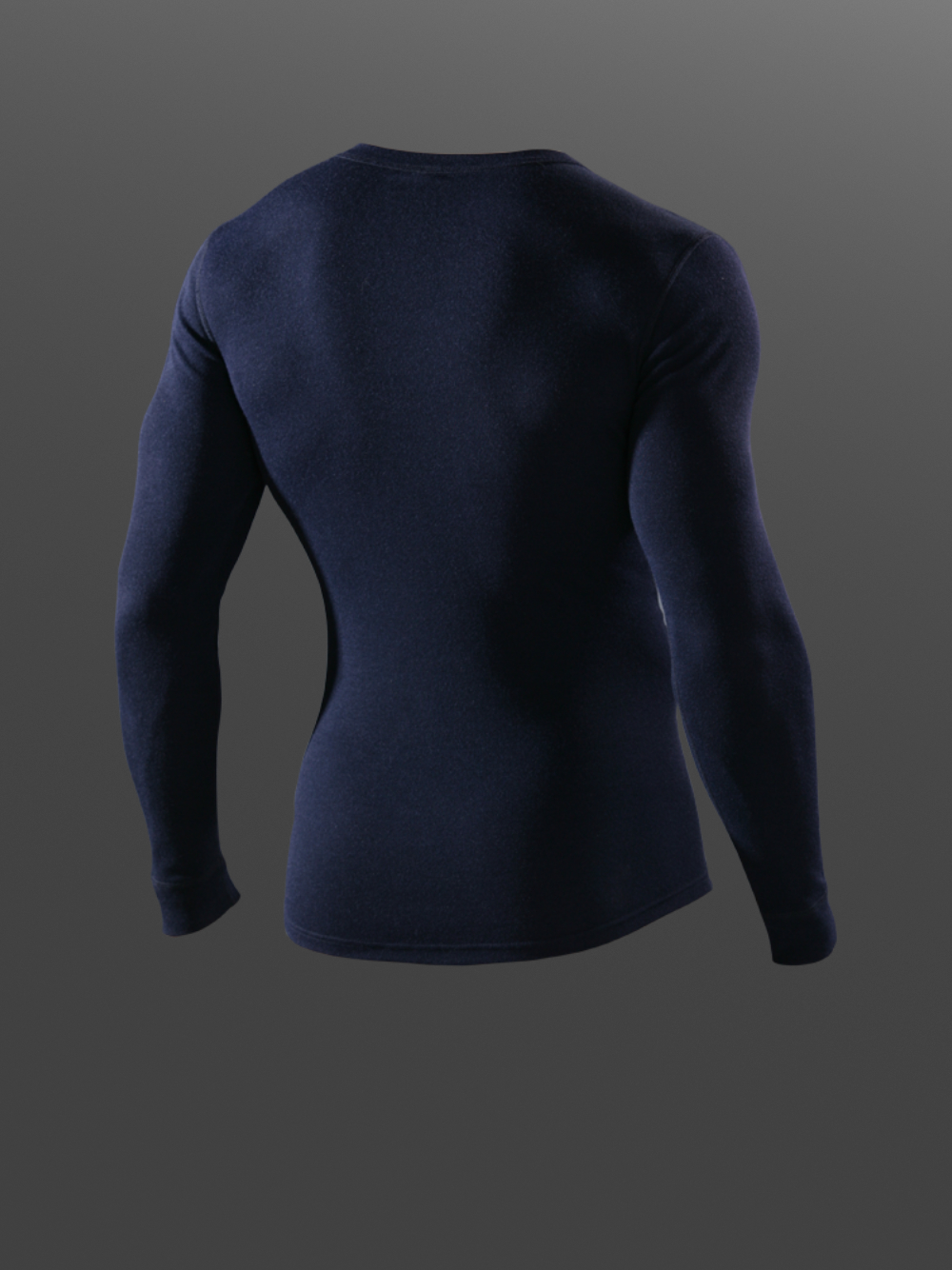 Flame-retardant long-sleeve shirt by Comazo Protect in navy color. Product image rear view of flame-retardant long-sleeve shirt by Comazo Protect in navy color.