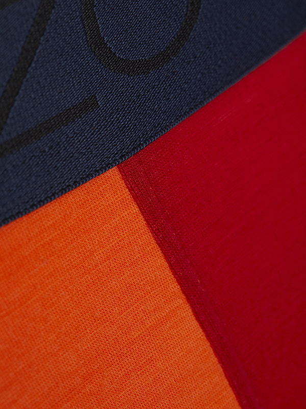 Comazo men's trunks made of merino wool in the color Orange/Crimson. Detail image of Comazo men's trunks made of merino wool in the color Orange/Crimson.