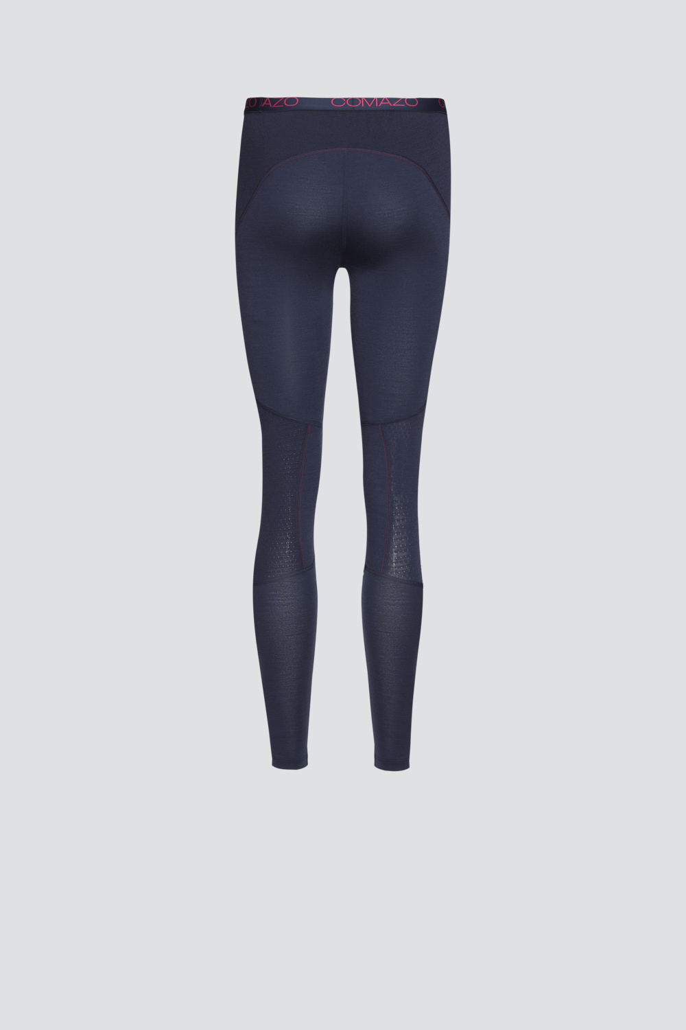 Produktbild Rückansicht Merinowolle-Leggings von Comazo in der Farbe Navy aus 100% mulesing-freier Schurwolle mit Mesh-Einsätzen