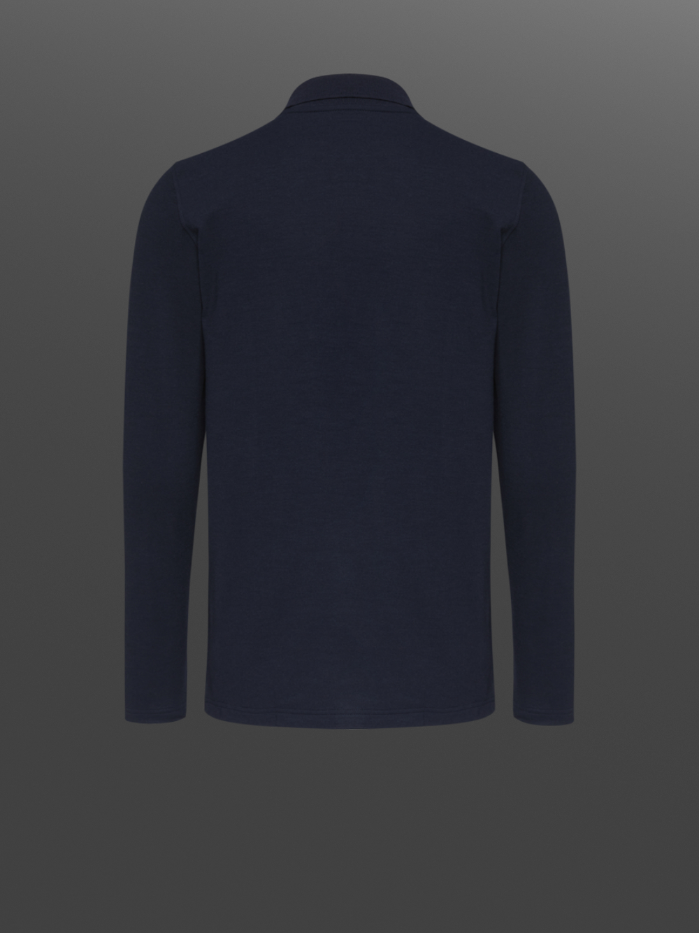 Flame protection long-sleeve polo shirt with practical button placket, color navy Product image back view Flame protection long-sleeve polo shirt with practical button placket, color navy