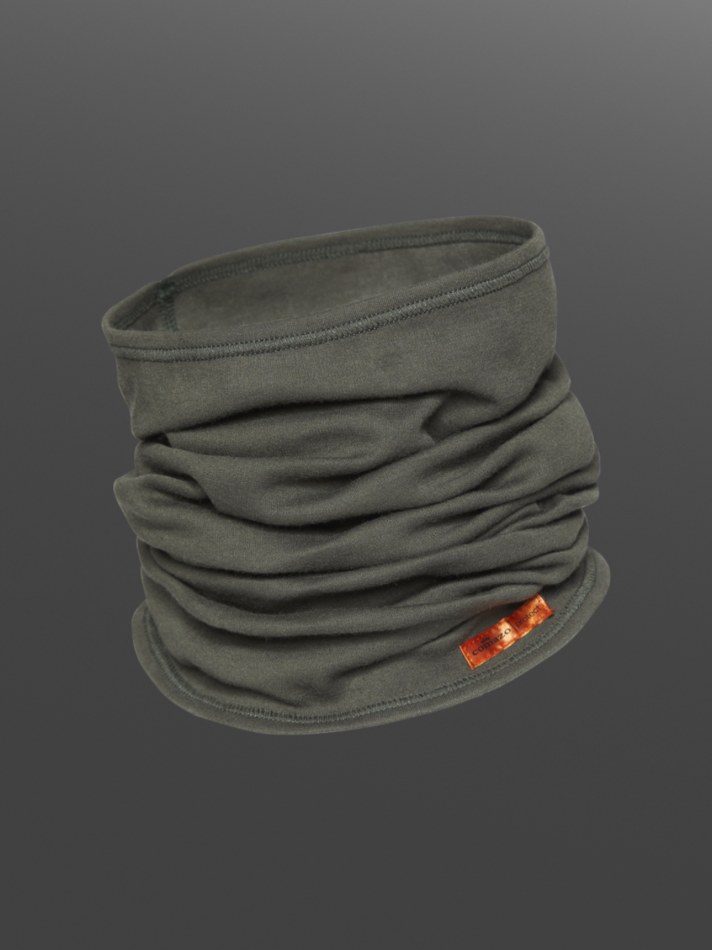 Flame-retardant tubular scarf by Comazo Protect in sage green color. Product image front view of flame-retardant tubular scarf by Comazo Protect in sage green color.